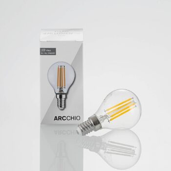 LED žiarovka E14 P45, 4W, číra, 2 700K, stmievateľná, sada 2 ks