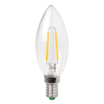LED žiarovka E14 s 3W vláknom číra, teplá biela
