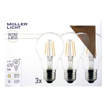 LED žiarovka E27 4W 2700K Filament Set 3 ks, 470lm