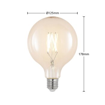 LED žiarovka E27 6W 2700K G125 globe filament číra