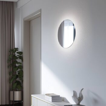 LED zrkadlo Ring L, Ø 39 cm, sklo, teplá biela