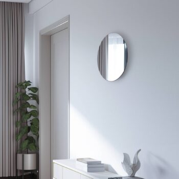 LED zrkadlo Ring L, Ø 39 cm, sklo, teplá biela