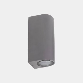 LEDS-C4 Eko Double vonkajšie nástenné svietidlo, sivé, šírka 7 cm, hliník