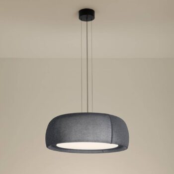 LEDS-C4 LED závesná lampa Gong, sivá, 4 000 K, Ø 61,2 cm, tkanina