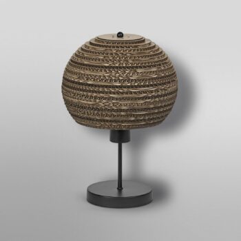 LEDVANCE Guľová stolová lampa, hnedá, vlnitá lepenka, oceľ, E27