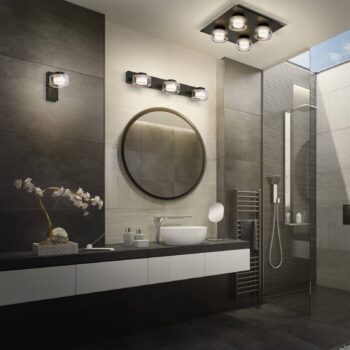 LEDVANCE LED nástenné svietidlo Orbis Flame, 2 svetlá, čierne, IP44