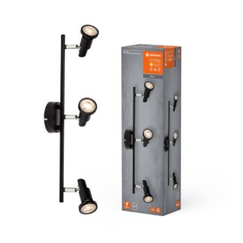 LEDVANCE LED stropné bodové svietidlo GU10, s tromi žiarovkami, čierne