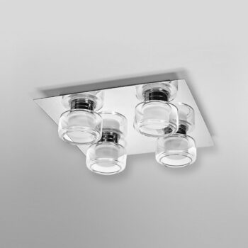 LEDVANCE LED stropné svietidlo Orbis Flame, chróm, 4 svetlá, IP44