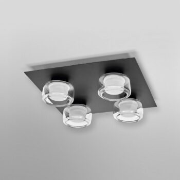 LEDVANCE LED stropné svietidlo Orbis Flame, čierne, 4 svetlá, IP44