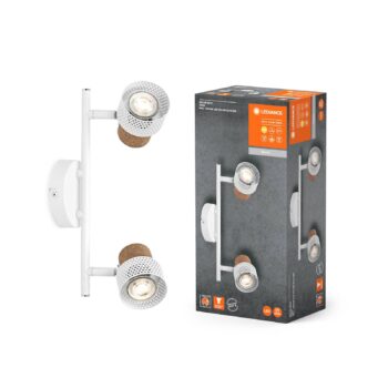 LEDVANCE LED stropný reflektor Cork, GU10, 2 svetlá, stmievateľný, biely