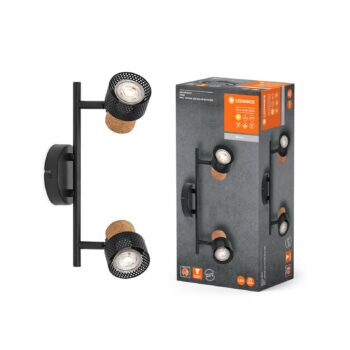 LEDVANCE LED stropný reflektor Cork, GU10, 2 svetlá, stmievateľný, čierny