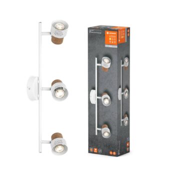 LEDVANCE LED stropný reflektor Cork, GU10, 3-svetelný, dlhý, biely