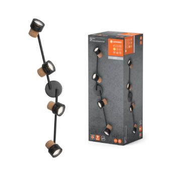 LEDVANCE LED stropný reflektor Cork, GU10, 4 svetlá, stmievateľný, čierny