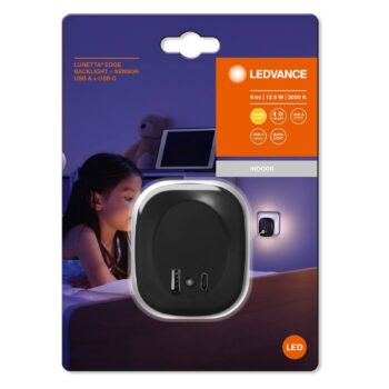 LEDVANCE Lunetta Edge nočné svetlo zásuvky čierna