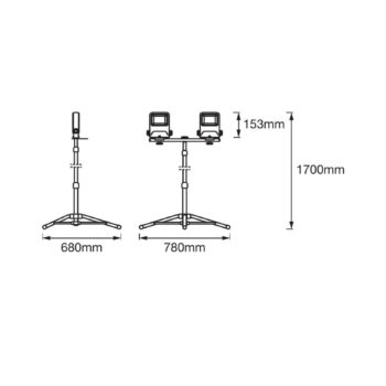 LEDVANCE Pracovné svetlo Tripod LED stavebný reflektor 2x20W