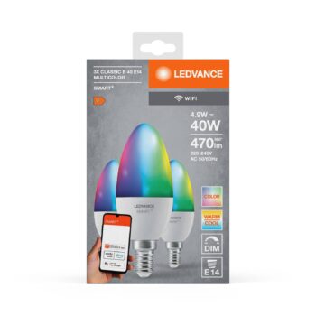 LEDVANCE SMART+ LED, sviečka, E14, 4,9 W, CCT, RGB, WiFi, 3 ks