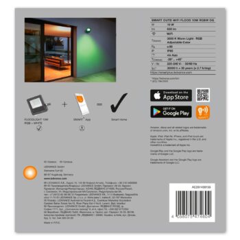 LEDVANCE SMART+ WiFi Floodlight, RGBW, sivá, 10 W