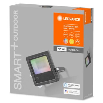 LEDVANCE SMART+ WiFi Floodlight, RGBW, sivá, 20 W