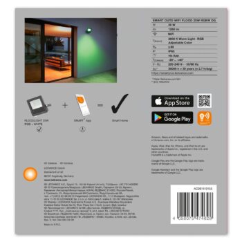 LEDVANCE SMART+ WiFi Floodlight, RGBW, sivá, 20 W