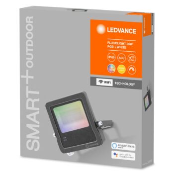 LEDVANCE SMART+ WiFi Floodlight, RGBW, sivá, 30 W