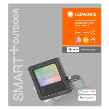 LEDVANCE SMART+ WiFi Floodlight, RGBW, sivá, 30 W