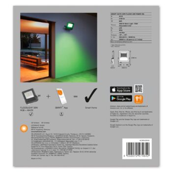 LEDVANCE SMART+ WiFi Floodlight, RGBW, sivá, 30 W
