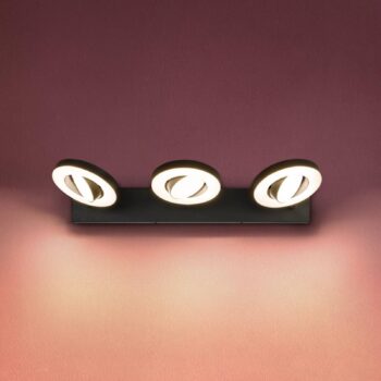 LEDVANCE Saturn LED stropný reflektor, trojlampový, CCT, čierny