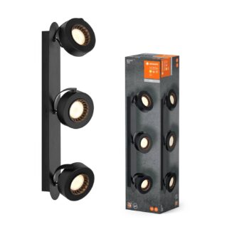 LEDVANCE Venus LED stropné bodové svietidlo, 3 000 K, 3 svetlá, čierne