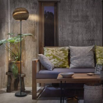 LEDVANCE stojacia lampa Výška gule 116 cm, hnedá, vlnitá lepenka, E27