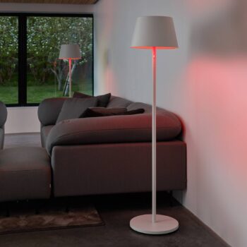 LOOM DESIGN LED dobíjacia stojacia lampa Modi, CCT, RGB, biela