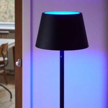 LOOM DESIGN LED dobíjacia stojacia lampa Modi, CCT, RGB, čierna