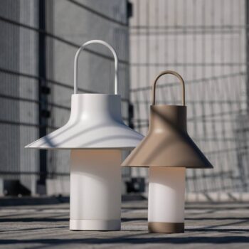LOOM DESIGN LED dobíjacia stolová lampa Shadow Small, béžová, IP65