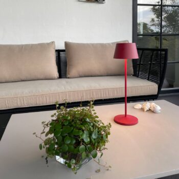 LOOM DESIGN LED dobíjacia terasová lampa Modi rubínovo červená 36 cm CCT
