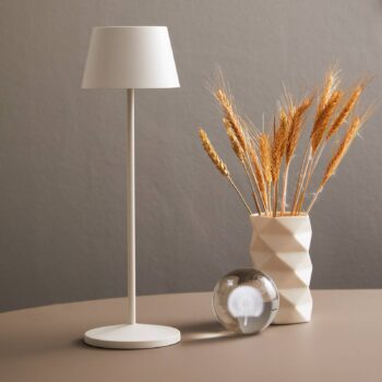 LOOM DESIGN LED dobíjacie svetlo na terasu Modi, biele 36 cm CCT