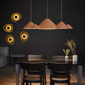 LOOM DESIGN LED závesné svetlo Panorama, žlto-sivá plsť 106 cm