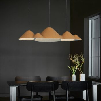 LOOM DESIGN LED závesné svetlo Panorama, žlto-sivá plsť 106 cm