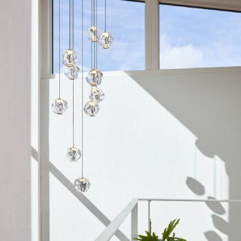 LOOM DESIGN LED závesné svietidlo Ice Ball, chróm/čierna 10 svetiel
