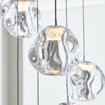 LOOM DESIGN LED závesné svietidlo Ice Ball, chróm/čierna 10 svetiel