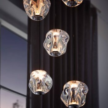 LOOM DESIGN LED závesné svietidlo Ice Ball, chróm/čierna, 5 svetiel