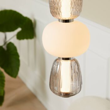 LOOM DESIGN LED závesné svietidlo Pearl 5 sivé/chrómové sklo výška 78 cm