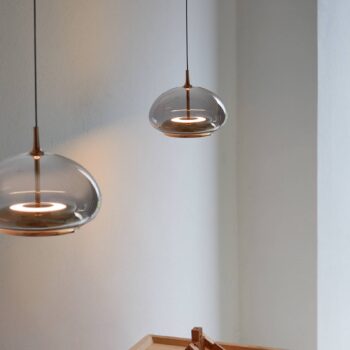 LOOM DESIGN Závesná LED lampa Avalon rose gold/grey Ø 20 cm sklo