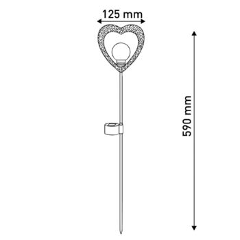 Lampa Srdce hrot do zeme LED teplá biela 2x