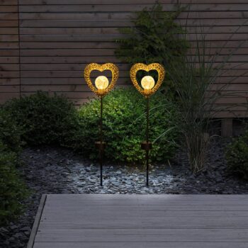 Lampa Srdce hrot do zeme LED teplá biela 2x