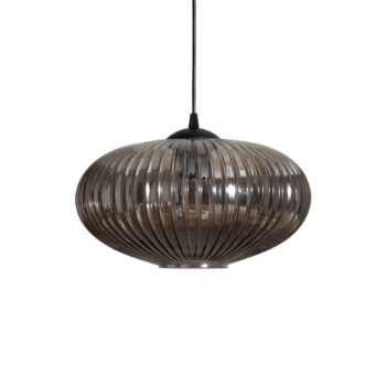 Lampa do jedálne Coco, Ø 30 cm, čierna/dymovo sivá, sklo
