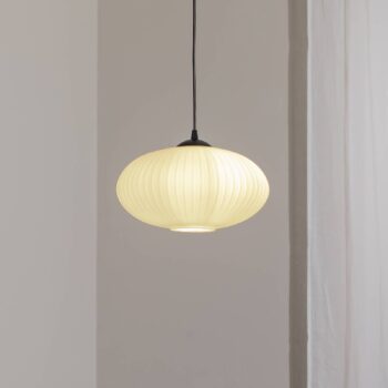 Lampa do jedálne Coco, Ø 30 cm, čierna/opál, sklo