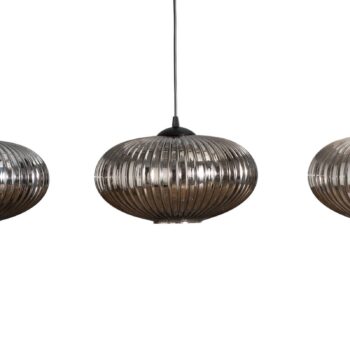 Lampa do jedálne Coco, dĺžka 115 cm, čierna/dymovo sivá, 3 svetlá.