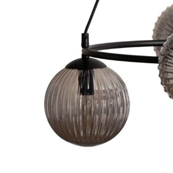 Lampa do obývačky Libra, dymovo sivá/čierna, Ø 70 cm, 5 svetiel.