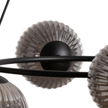 Lampa do obývačky Libra, dymovo sivá/čierna, Ø 70 cm, 5 svetiel.