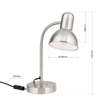 Lampa na písací stôl Nemo, flexibilná, matný nikel