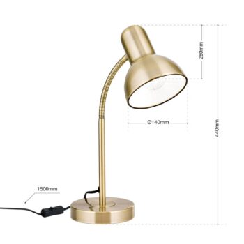 Lampa na písací stôl Nemo, flexibilná, mosadz